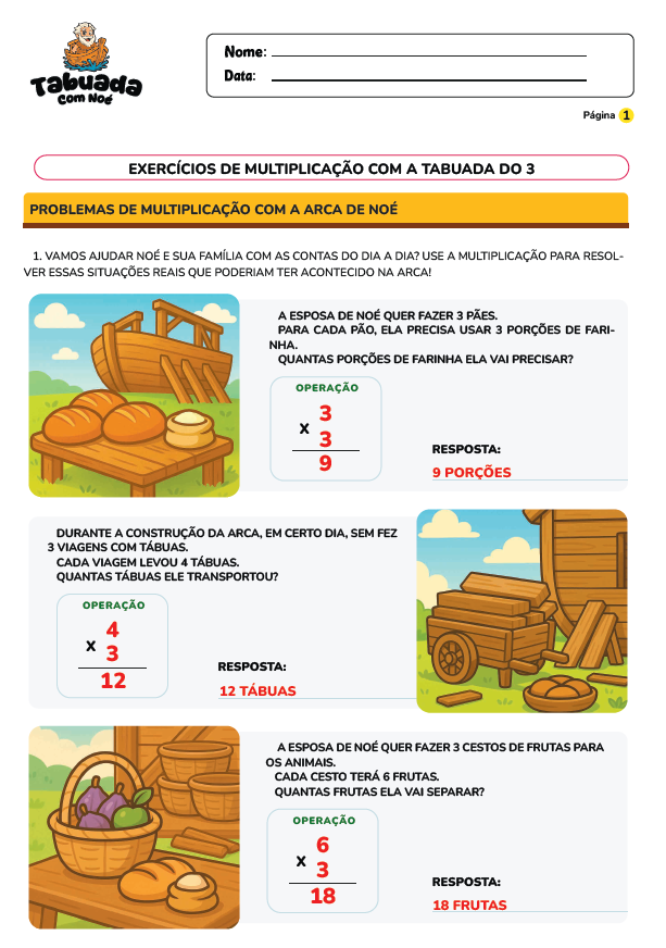 Tabuada com Noé - Tabuada com a Bíblia