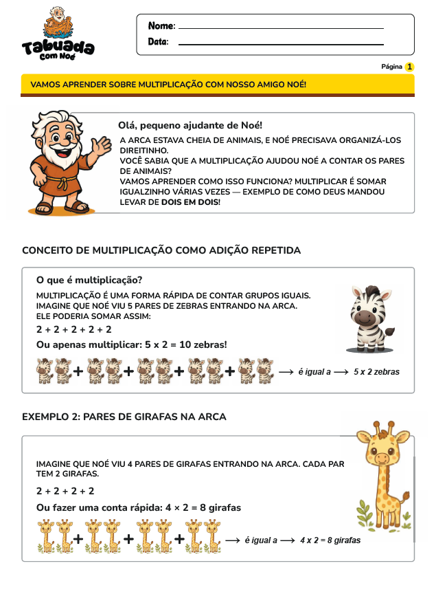Tabuada com Noé - Tabuada com a Bíblia