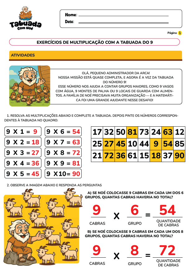 Tabuada com Noé - Tabuada com a Bíblia